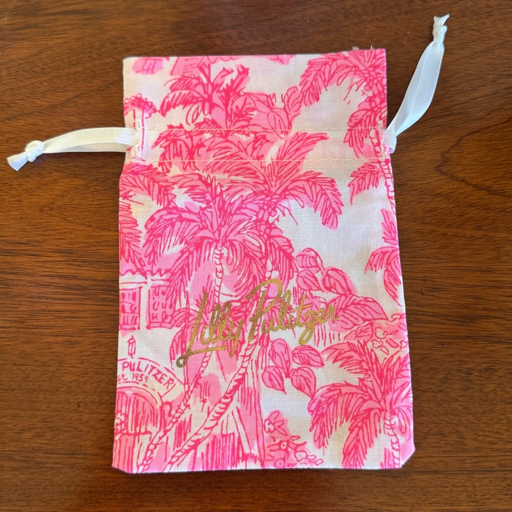 NEW Lilly Pulitzer 65th Anniversary Drawstring Pouch Pink Toile